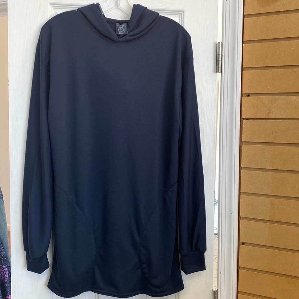 Navy blue hoodie with large pockets